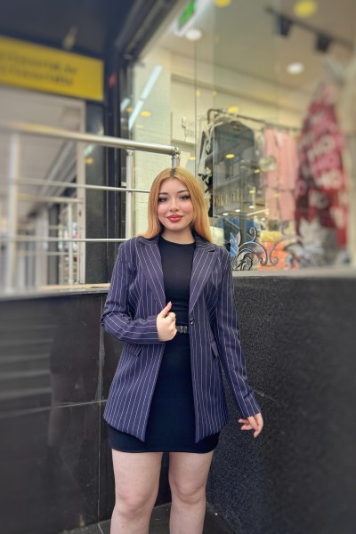 Çizgili blazer ceket