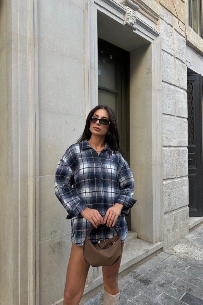 Kadın ekose desen oduncu gömleği