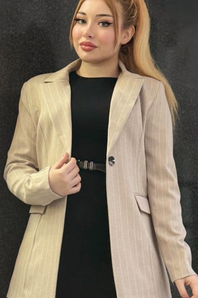 Çizgili blazer ceket