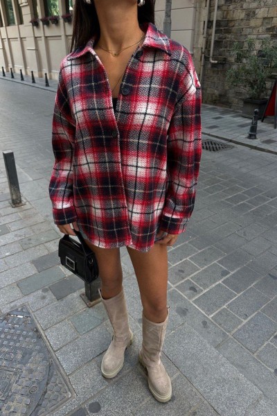 Kadın ekose desen oduncu gömleği