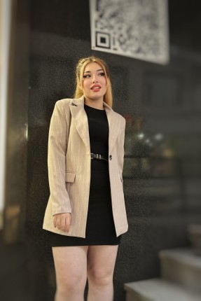 Çizgili blazer ceket